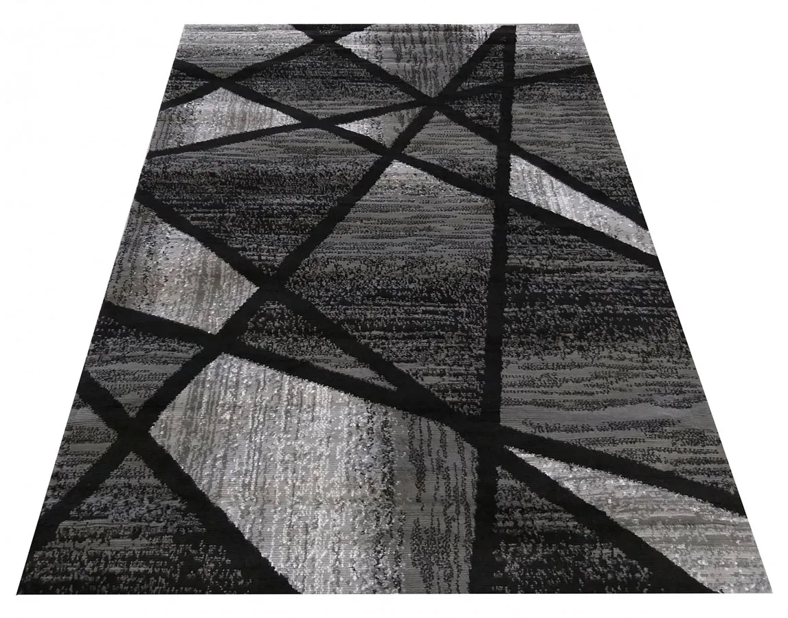 Czarno-szary geometryczny dywan L6-M13