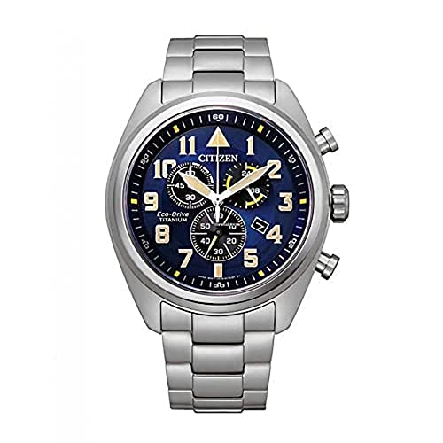Citizen AT2480-81L Eco-Drive Super-Titanium Chronograf 43 mm, srebro, Bransoletka