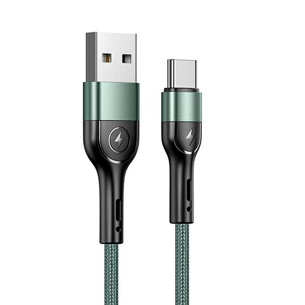 USAMS Kabel pleciony U55 USB-C for set U55 zielony/green 1m SJ449USBSG02 (US-SJ449)