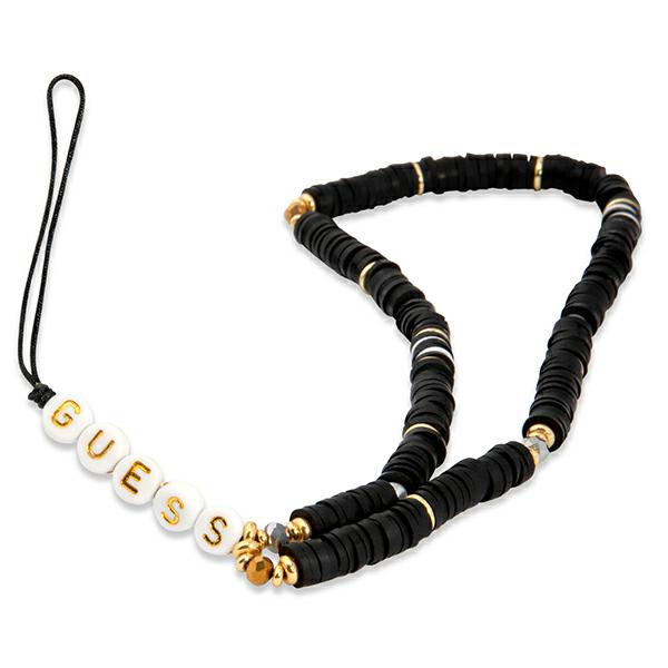 Guess zawieszka do telefonu Phone Strap czarny/black Heishi Beads