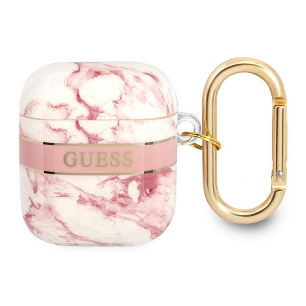 Etui Guess do AirPods cover różowy/pink Marble Strap Collection