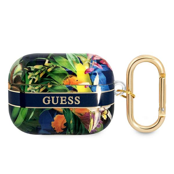 Etui Guess do AirPods Pro cover niebieski/blue Flower Strap Collection