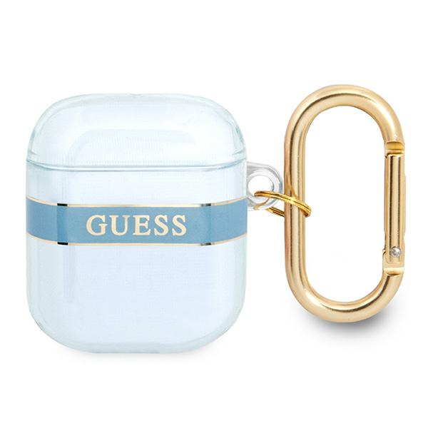 Etui Guess  do AirPods cover niebieski/blue Strap Collection