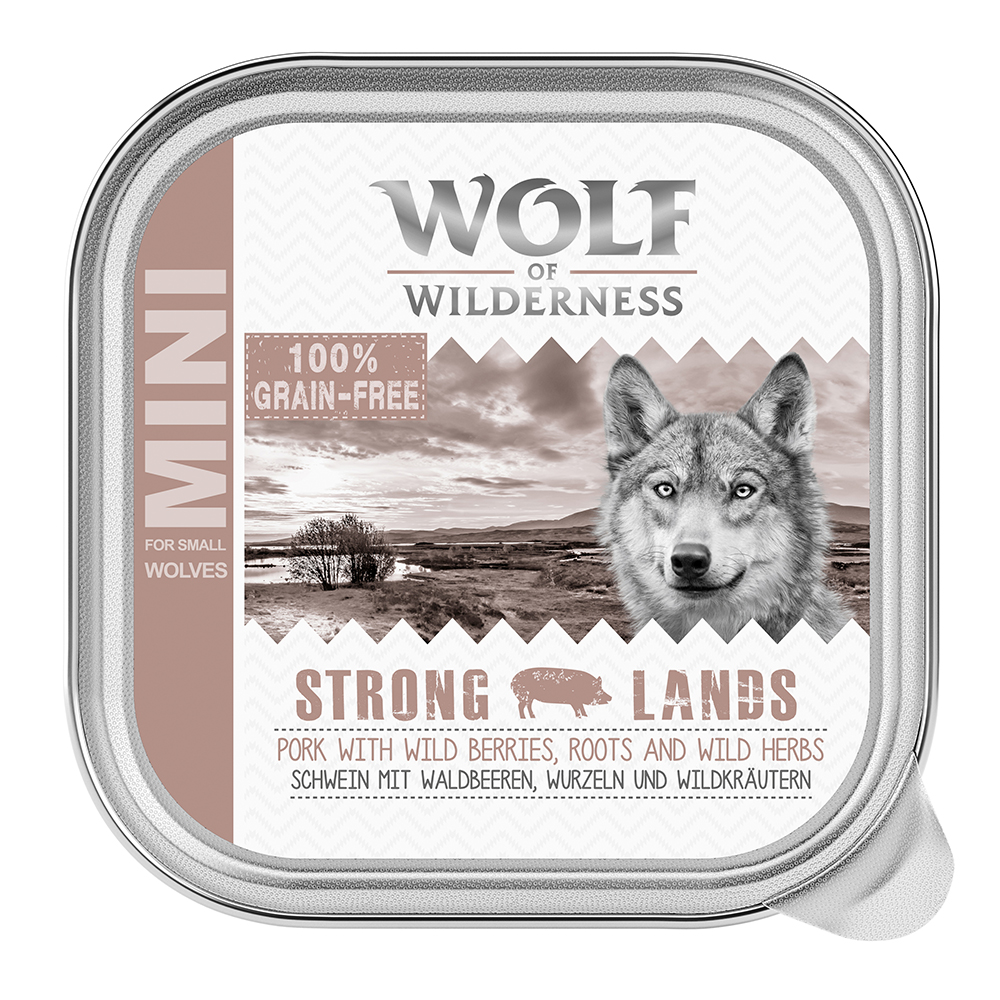 Wolf of Wilderness Adult, tacki 6 x 150 g  - Strong Lands, wieprzowina