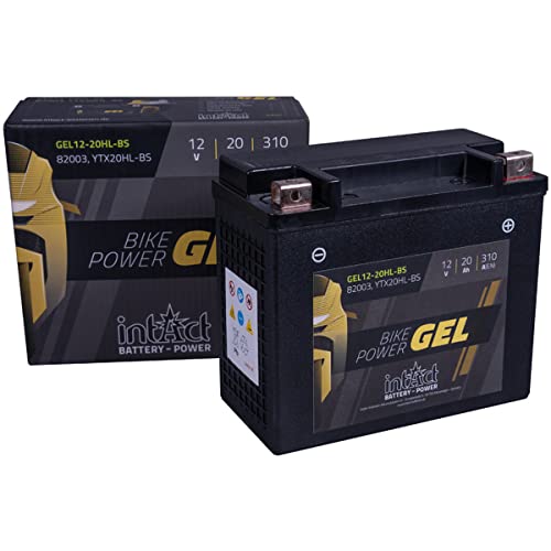 intAct Bike-Power GEL12-20HL-BS, CTX20HL-BS, 12 V 20 AH (c20), 310 A (EN), Wysokiej jakości akumulator motocyklowy GEL o 30% większej mocy rozruchowej, Bezobsługowy akumulator GEL