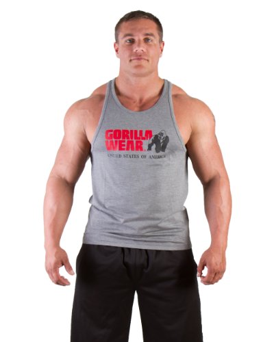 Gorilla Wear Classic Fitness Tank Top – szary – Bodybuilding Sport czas wolny z nadrukiem logo, lekki i wygodny dla optymalnego ruchu z bawełny