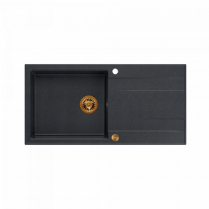 QUADRON Zlewozmywak EVAN 146 XL czarny, elementy miedziane, k.pneum. HCQE10050U8_PVDC1_P2O