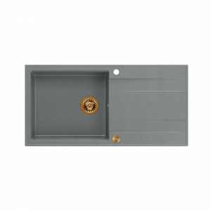 QUADRON Zlewozmywak EVAN 146 XL szary, elementy miedziane, k.pneum. HCQE10050U5_PVDC1_P2O-