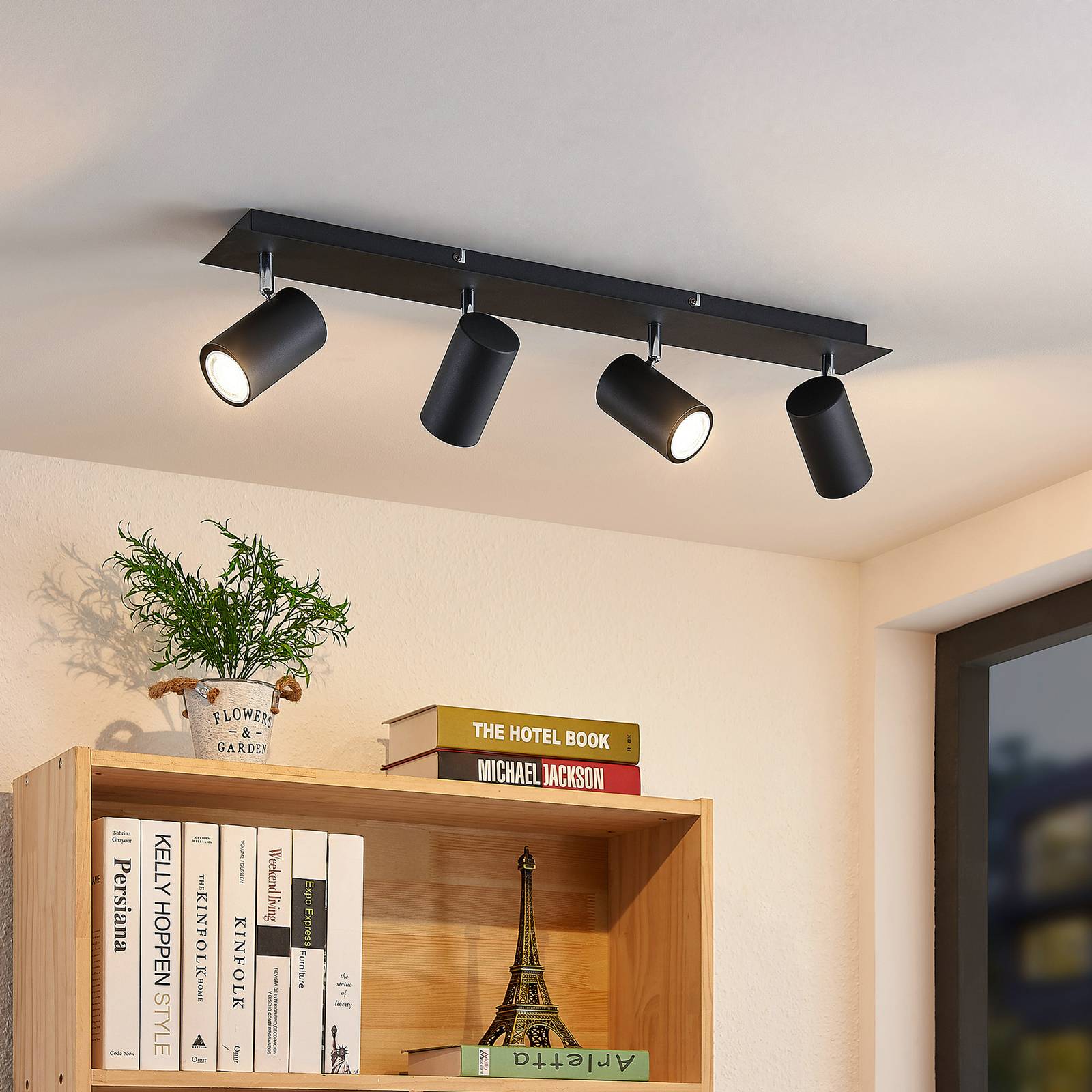 Lindby Joffrey spot sufitowy, 4-pkt. 70 cm, czarny