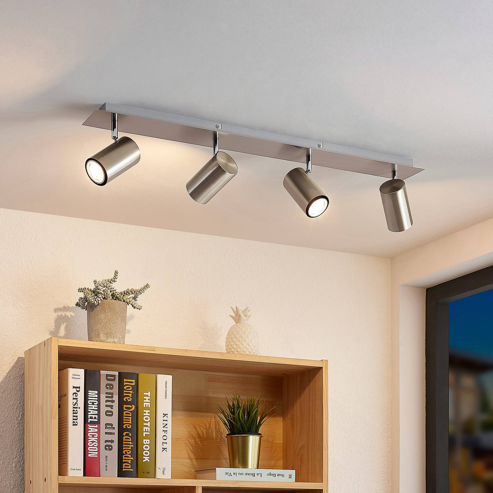 Lindby Joffrey spot sufitowy, 4-pkt. 80 cm, nikiel