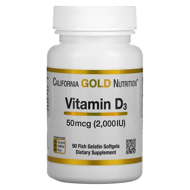 California Gold Nutrition Vitamin D3, 50 mcg (2,000 IU), 90 kaps.