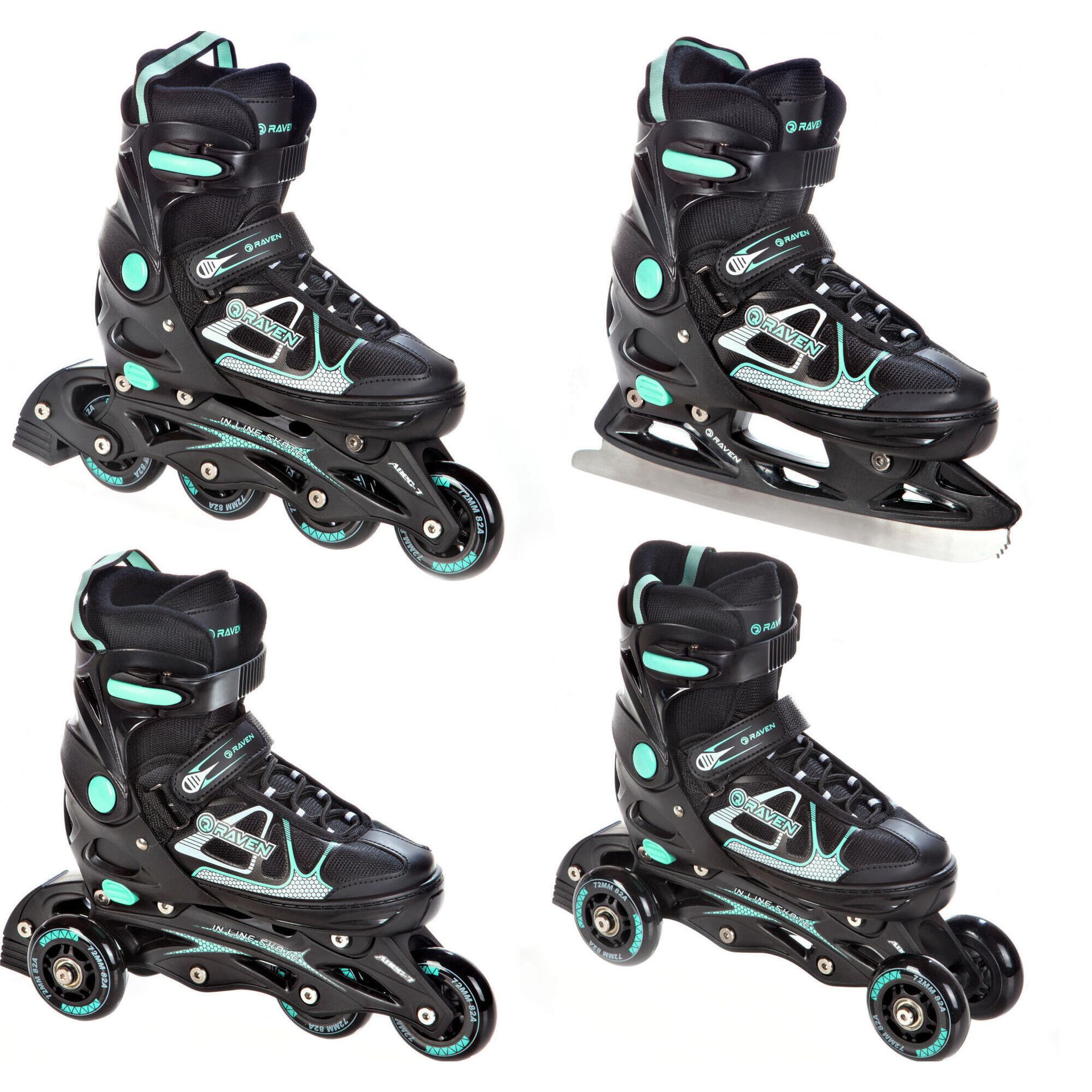 Rolki Łyżwy 4w1 Raven Spirit Black/Mint 37-40