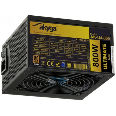 Akyga Zasilacz ATX 800W Ultimate AK-U4-800 80+ Bronze APFC Fan12cm AK-U4-800