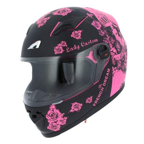 Astone Helmets GT2G-LADYC-BPM Full-Face damski kask motocyklowy, czarny/różowy