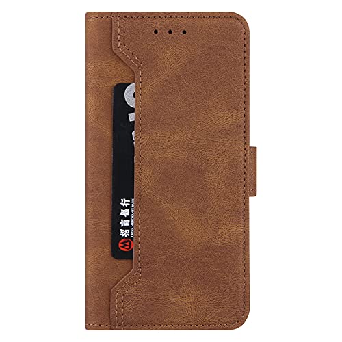 Etui do Samsung Galaxy S22 Plus ze skóry PU z uchwytem na karty, portmonetka z portfelem, etui z klapką ze skóry PU z uchwytem (brązowy przycisk z tyłu)