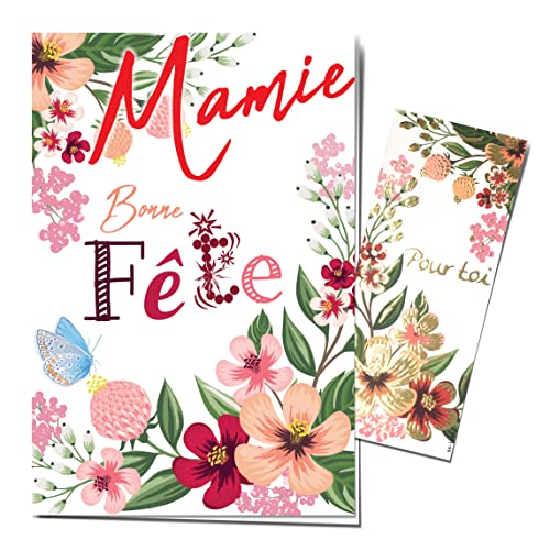 Afie 65-1324BFMamie kartka z połyskującym złotem zakładką dla Ciebie Babcia Happy Grandma Meme Happy Mom Mars Wiosna - W zestawie koperta - Wyprodukowano we Francji