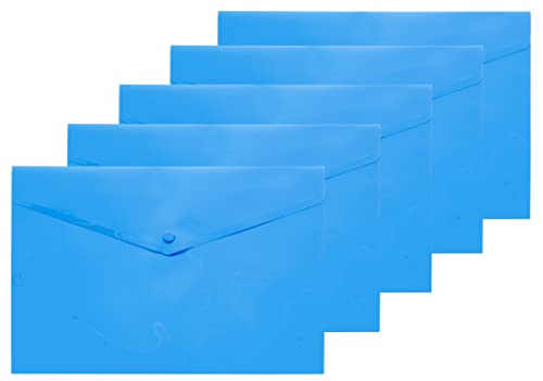 eco-eco A4+ 50% recyklingowany przezroczysty portfel zatrzaskowy, plastikowe foldery (5 sztuk), niebieski, eco035BLUE