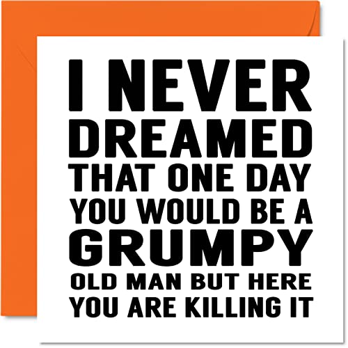 Śmieszne kartki urodzinowe dla mężczyzn - zrzędliwy stary człowiek - kartki urodzinowe dla taty, brata, syna, dziadka, wujka 145 mm x 145 mm kartki okolicznościowe, dowcip humor kartki na 30. urodziny