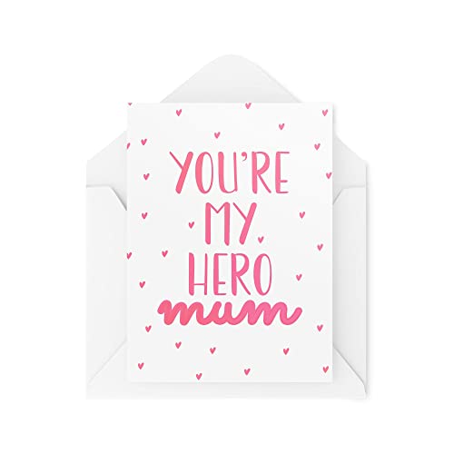 Karty na Dzień Matki | Dla niej rodzica miłość mumia banter mama mama | You're My Hero Mum | Uroczy urodzinowy rodzice syn córka rodzice | CBH885