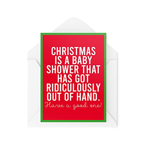Śmieszne kartki świąteczne | 'Xmas Is A Baby Shower' That Got Out Of Hand' | 'For Her Him Dowcip Banter Colleague Friend Mum Dad Gly | CBH791