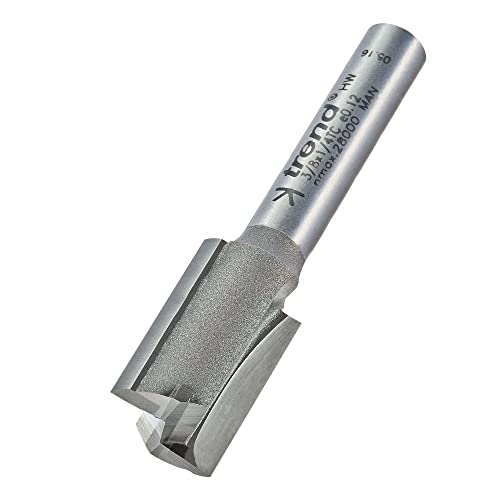 Trend Profesjonalna frez do frezowania 1/4 cala z chwytem prosty bit-ref: 3/8 x 1/4 TC średnica 12 mm długość cięcia 19 mm węglik wolframu przewracany dwa rowki