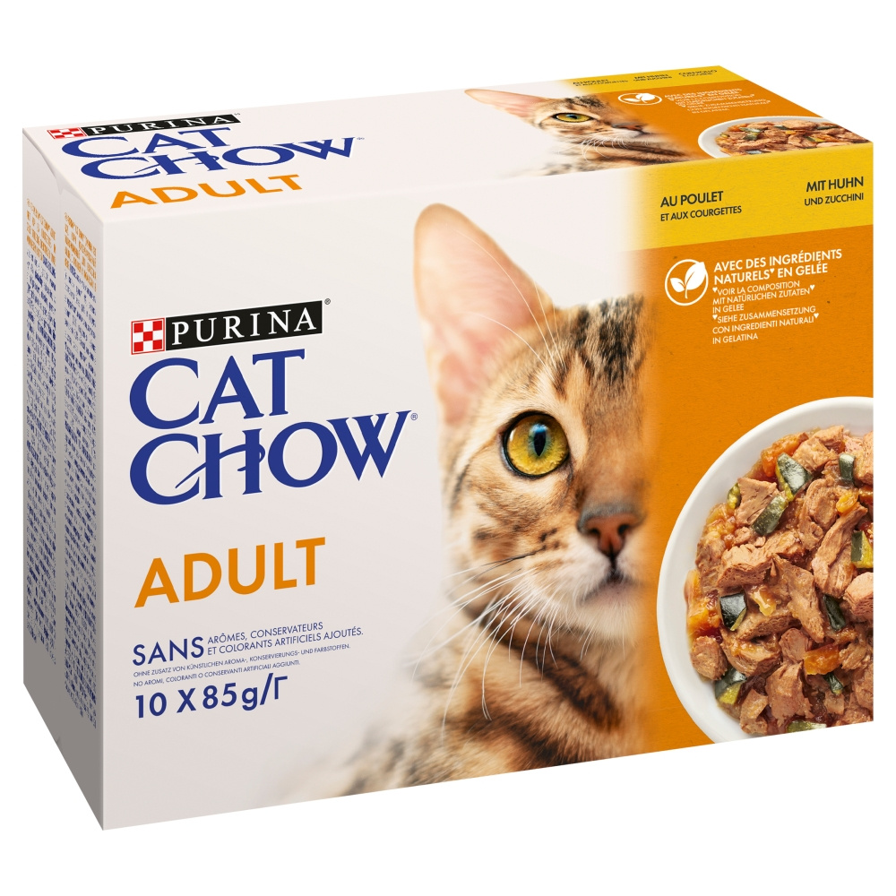 PURINA Cat Chow Adult Kurczak i cukinia Multipack 10x85g