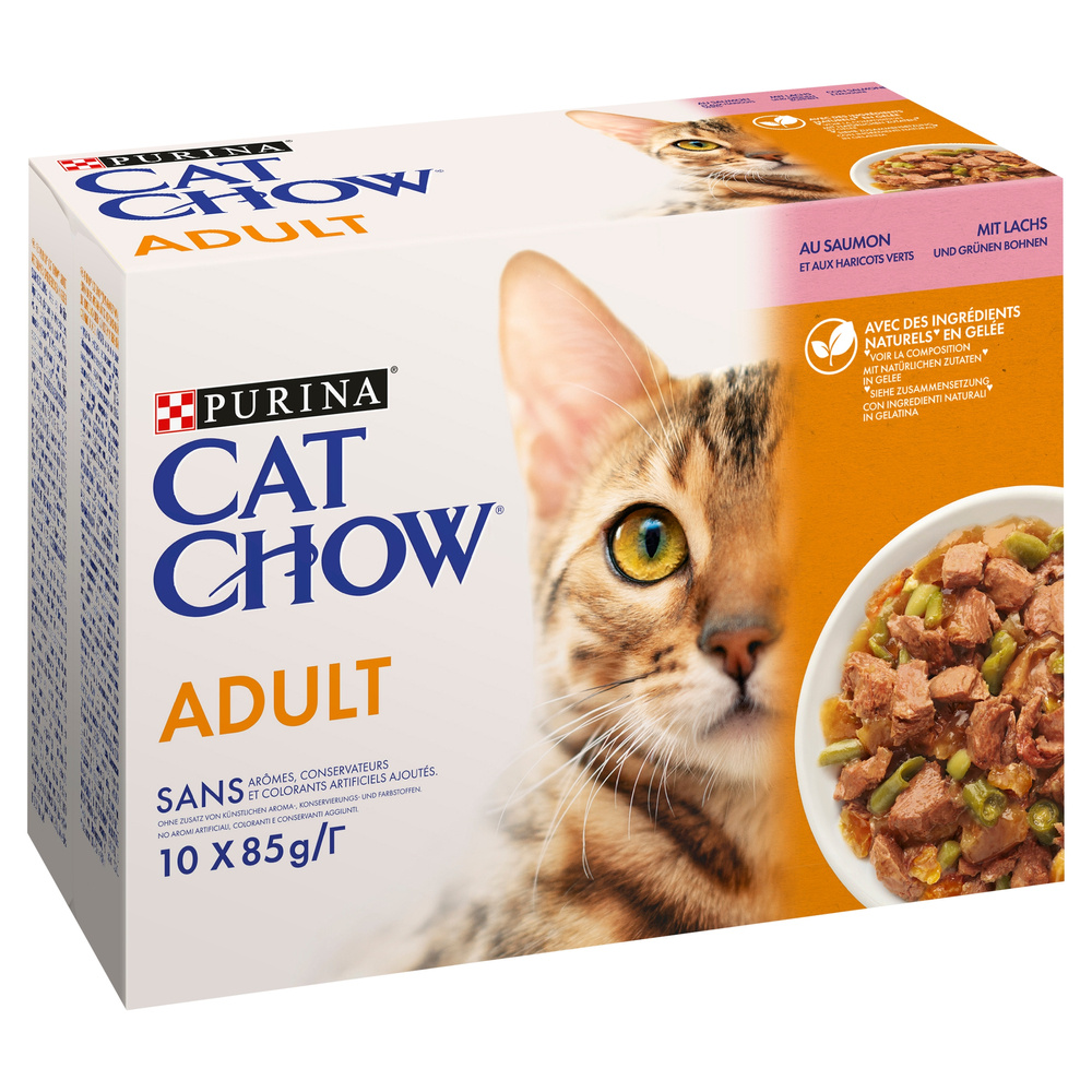 PURINA Cat Chow Adult Łosoś i zielona fasolka Multipack 10x85g