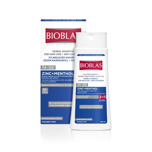Bioblas Zinc + Menthol szampon ziołowy z odżywką na wypadanie włosów przeciwłupieżowy 360 ml