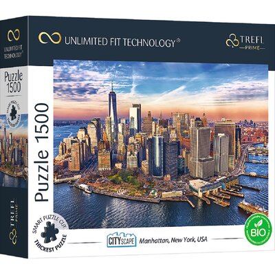 Trefl Prime - Puzzle UFT Cityscape: Manhattan, New York, USA - 1500 Elementów, Najgrubsza Tektura, BIO, EKO, Nowy Jork, USA, Miejski Krajobraz, Kreatywna Rozrywka dla Dorosłych i Dzieci od 12 Lat 26189