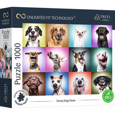 Trefl Prime - Puzzle UFT Funny Dogs Faces - 1000 Elementów, Najgrubsza Tektura, BIO, EKO, Zabawne Psy, Psie Portrety, Zwierzęta, Kolaż, Kreatywna Rozrywka dla Dorosłych i Dzieci od 12 Lat 10706