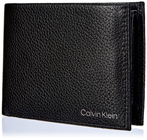 Calvin Klein Męski portfel potrójnie składany 10 cc W/moneta L, Czarny, Rozmiar Uniwersalny