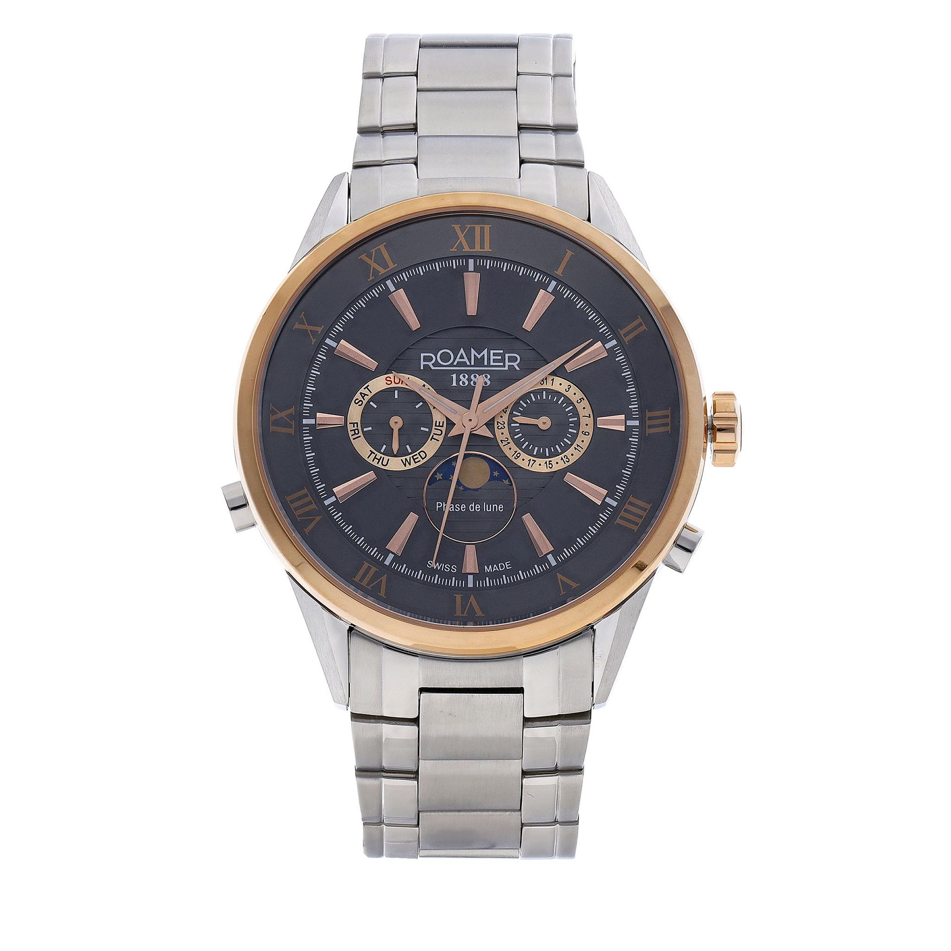 Zegarek ROAMER - Superior Moonphase 508821 47 53 50 Silver