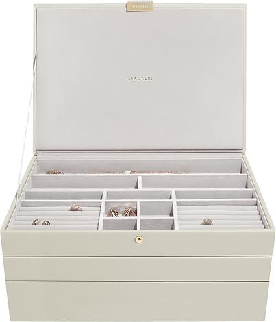 Szkatułka na biżuterię Stackers potrójna supersize jasnobeżowa