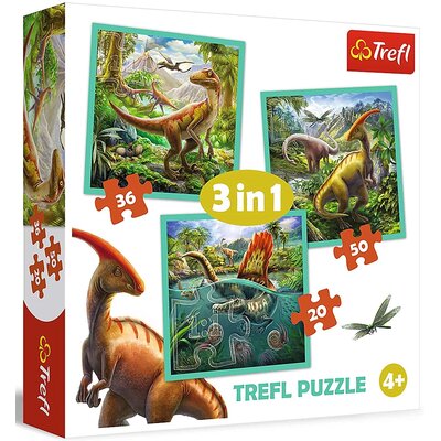 Trefl Puzzle 3w1 - Niezwykły świat dinozaurów GXP-645298