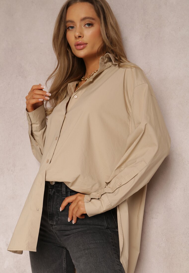 Beżowa Koszula Bawełniana Aquida