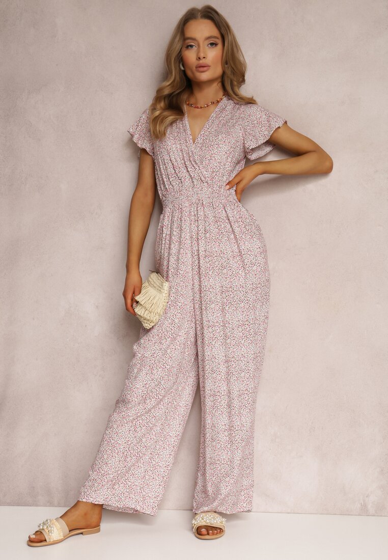 Różowo-Biały Kombinezon z Wiskozy Nesiasa