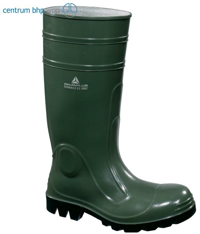 DELTAPLUS GIGNAC2 S5 SRC OBUWIE BEZPIECZNE WYSOKIE Z PVC, PODWÓJNY WTRYSK, PODESZWA Z PVC I NITRYLU Z URZEŹBIENIEM (ZIELONY)