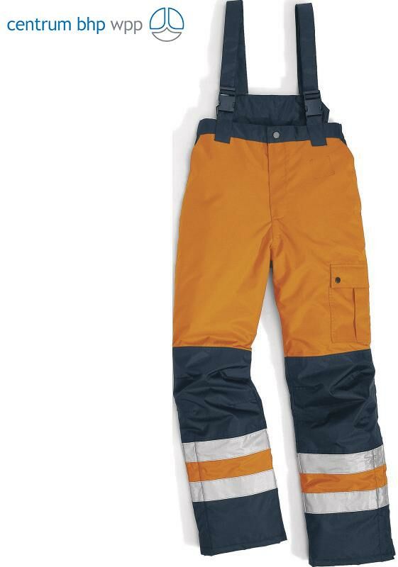 Delta Plus Spodnie ostrzegawcze ocieplane z poliestru Oxford powlekanego PU kolor pomarańczowy fluo-granatowy rozmiarS CORPFARGOHVORPT FARGOHVORPT