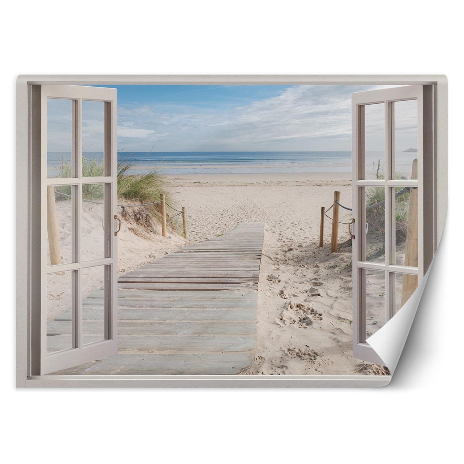 Fototapeta, Okno - widok na plażę (Rozmiar 210x150)