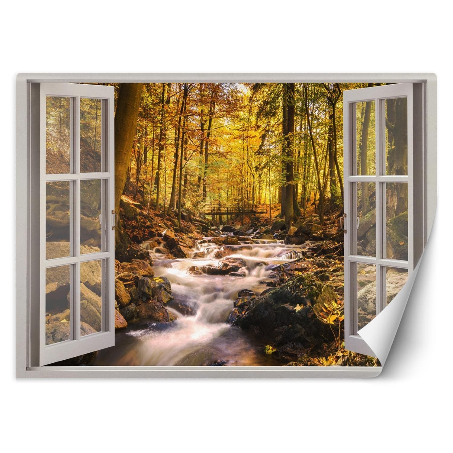 Fototapeta, Okno - leśny potok (Rozmiar 210x150)
