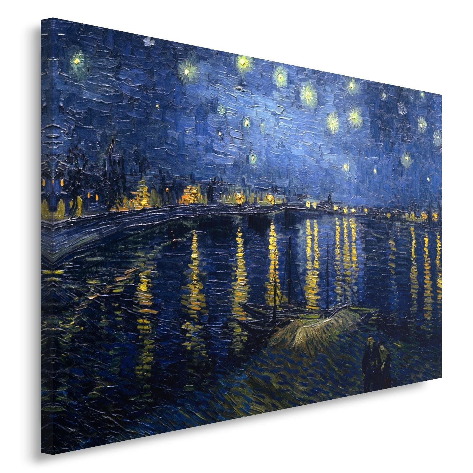 Obraz na płótnie, Reprodukcja obrazu V. van Gogha – gwiaździsta noc nad rodanem (Rozmiar 90x60)