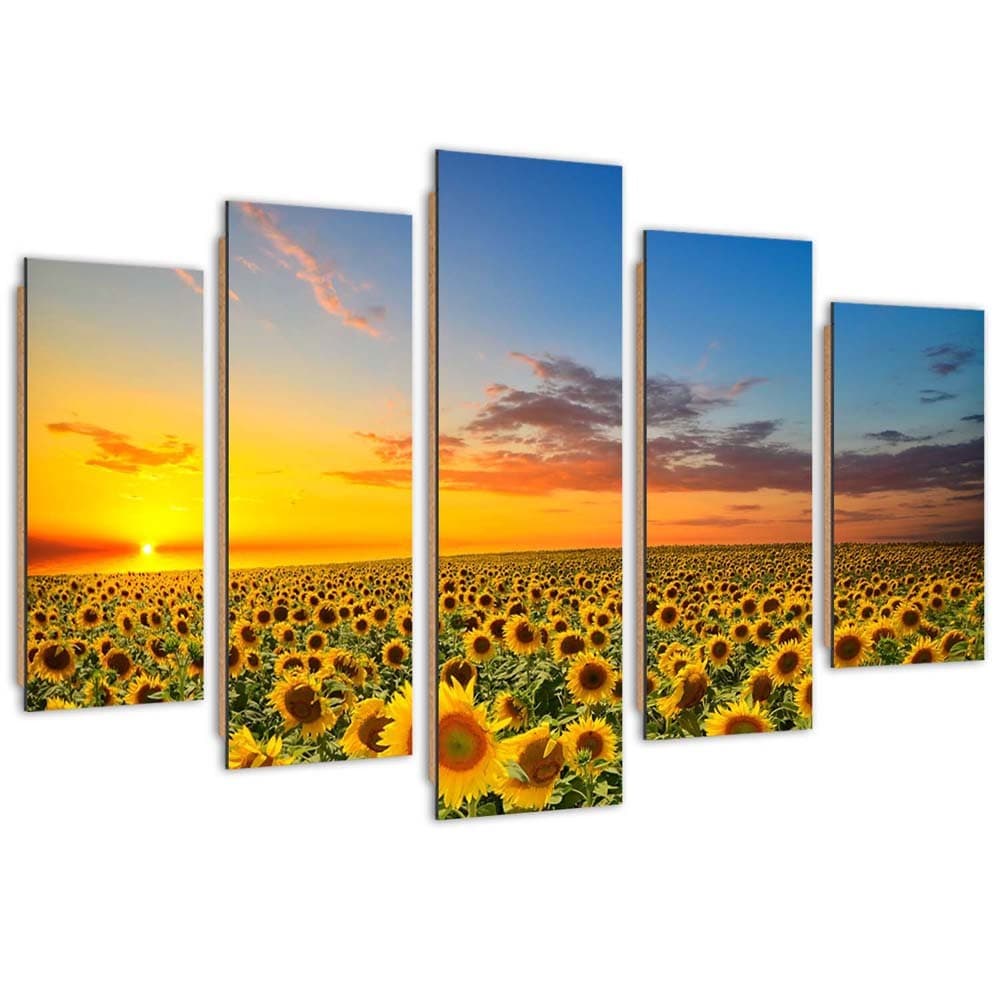 Obraz pięcioczęściowy Deco Panel, Słoneczniki na łące (Rozmiar 200x100)