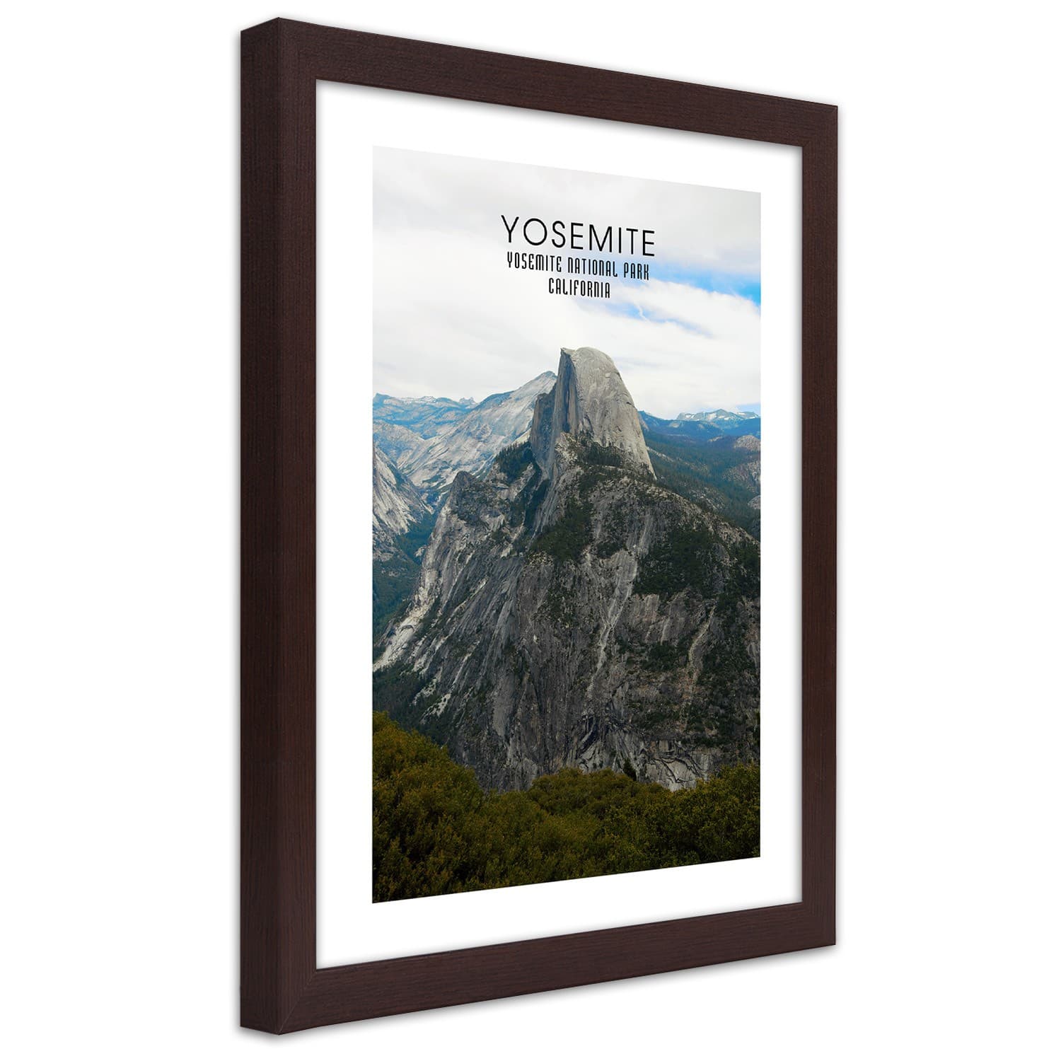 Plakat w ramie brązowej, Skała w Parku Narodowym Yosemite (Rozmiar 60x90)