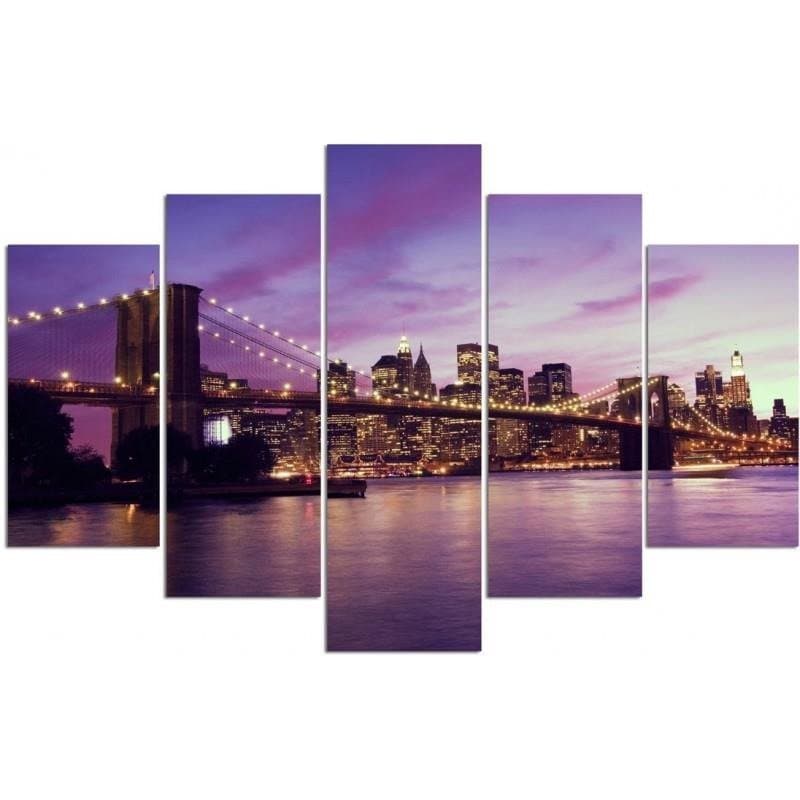Obraz pięcioczęściowy na płótnie, Manhattan o zachodzie słońca (Rozmiar 100x70)