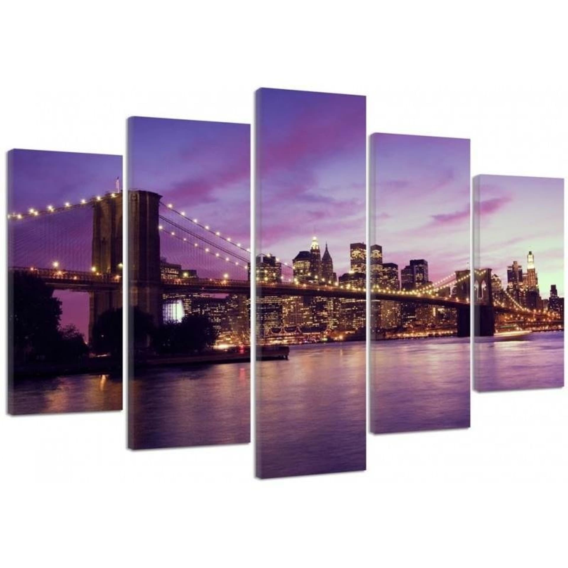 Obraz pięcioczęściowy na płótnie, Manhattan o zachodzie słońca (Rozmiar 200x100)