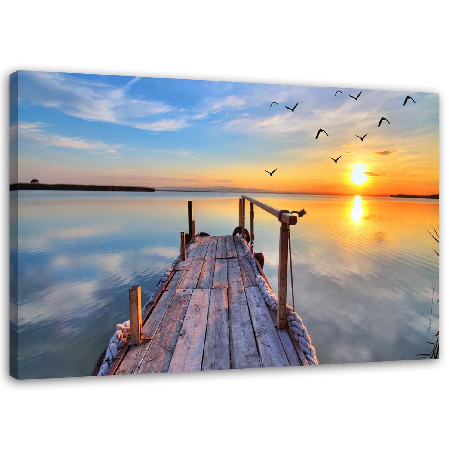 Obraz na płótnie, Zachodzące słońce nad jeziorem (Rozmiar 60x40)