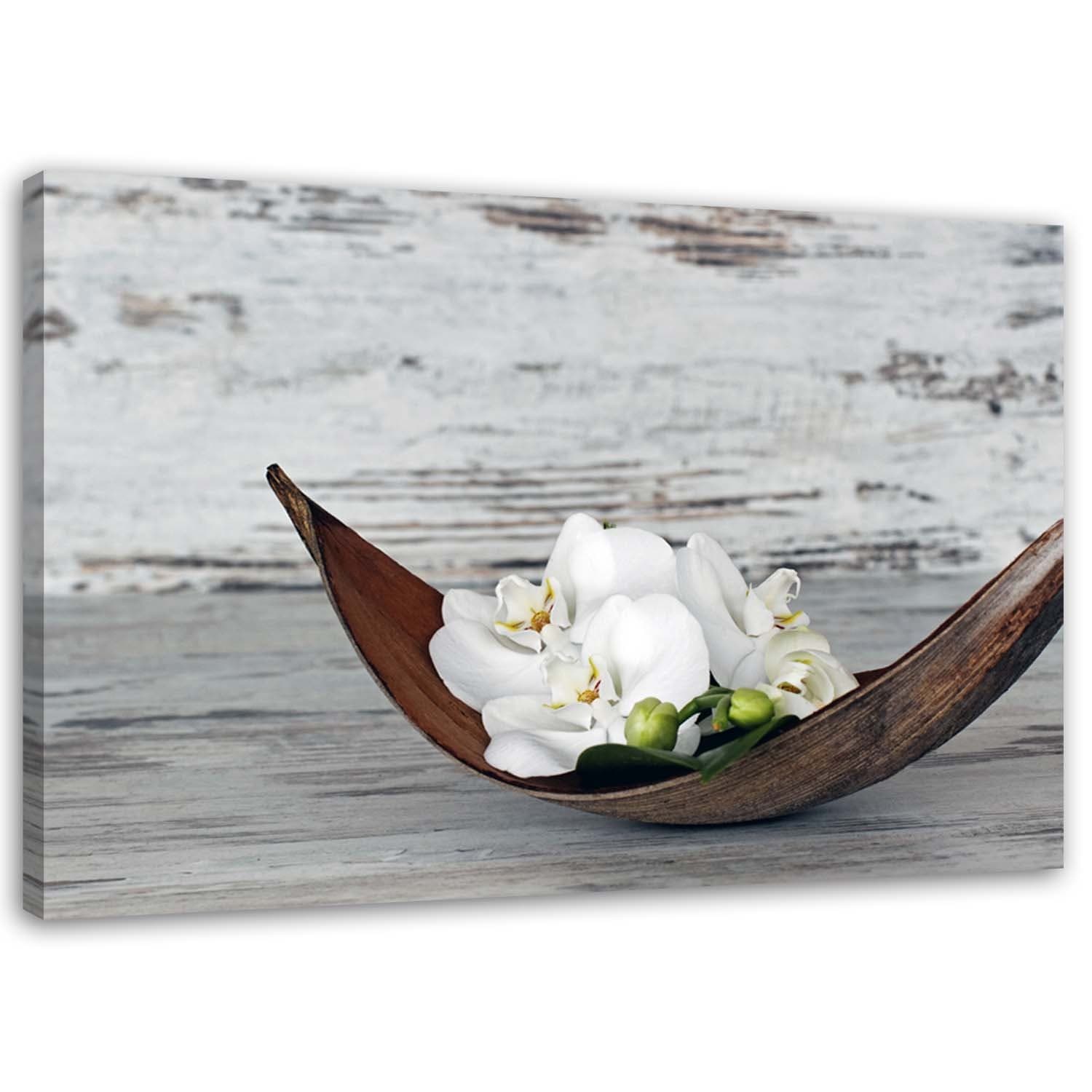 Фото - Картина Vintage Obraz na płótnie, Białe kwiaty storczyka   (Rozmiar 120x80)