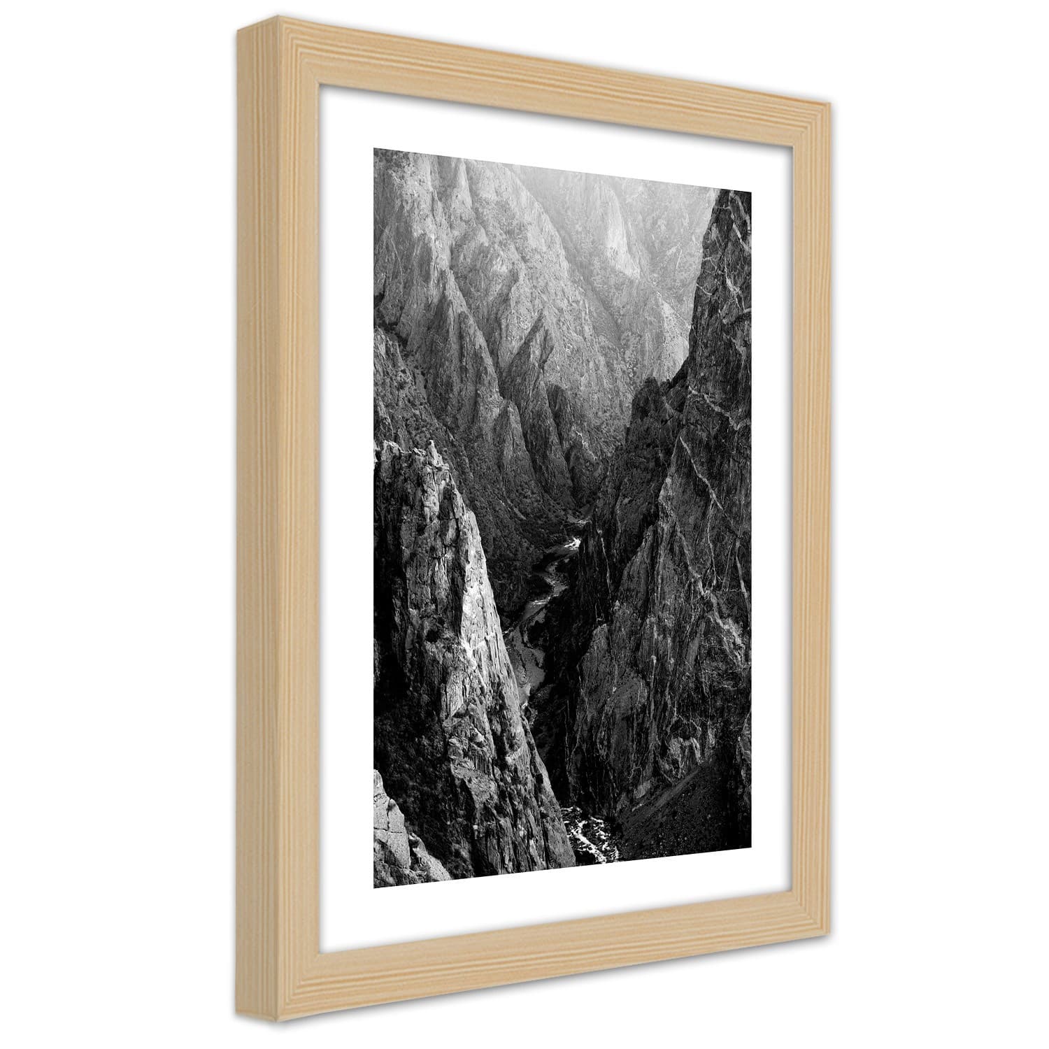 Plakat w ramie naturalnej, Czarno-biały krajobraz górski (Rozmiar 60x90)