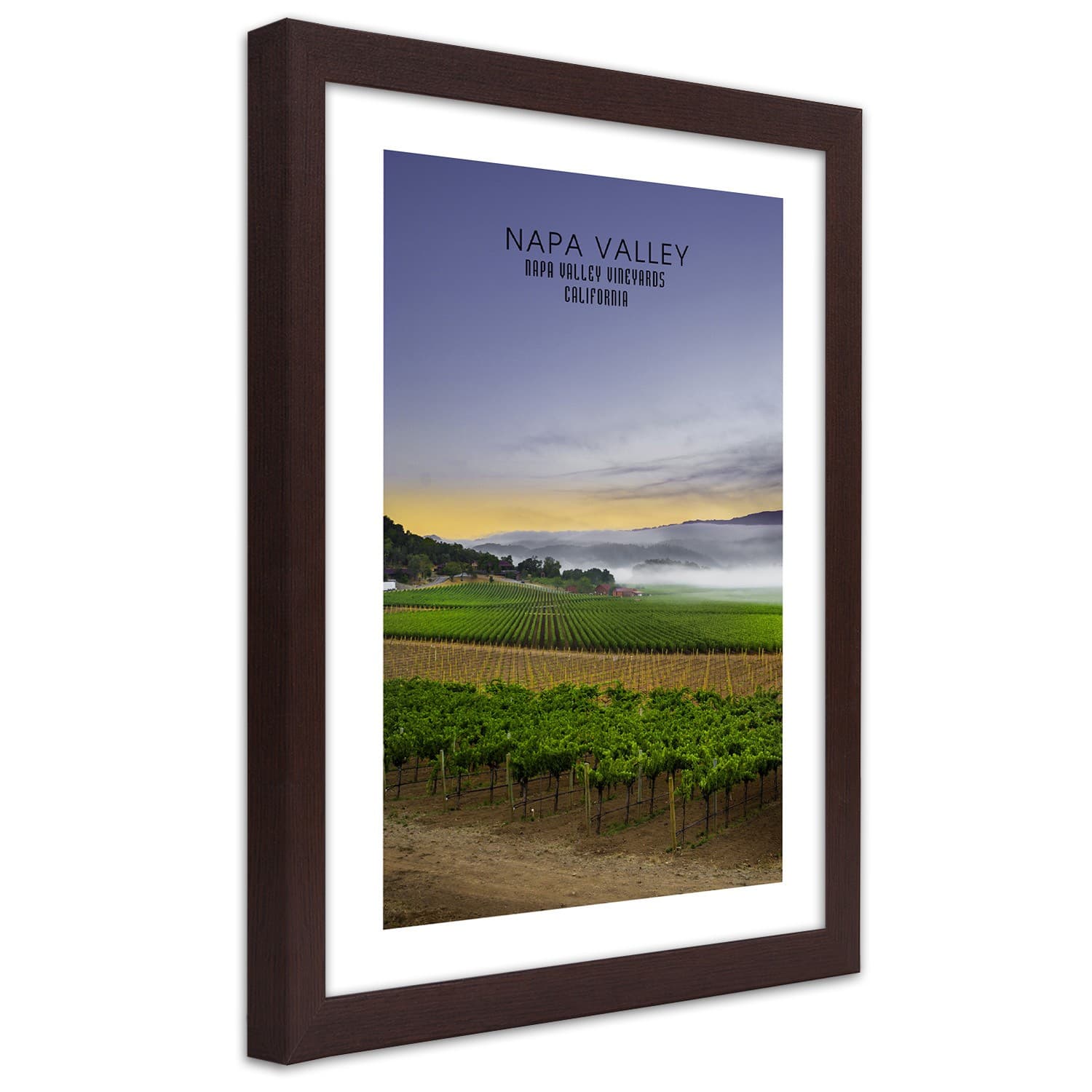 Plakat w ramie brązowej, Wieczór nad Napa Valley (Rozmiar 60x90)
