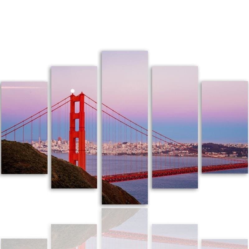 Obraz pięcioczęściowy na płótnie, Most Golden Gate 3 (Rozmiar 100x70)